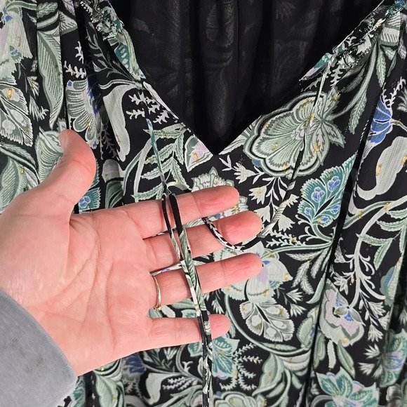 {Lane Bryant} Lurex Ruffle-Detail V-Neck Blouse - Size 14/16 - Picture 9 of 14